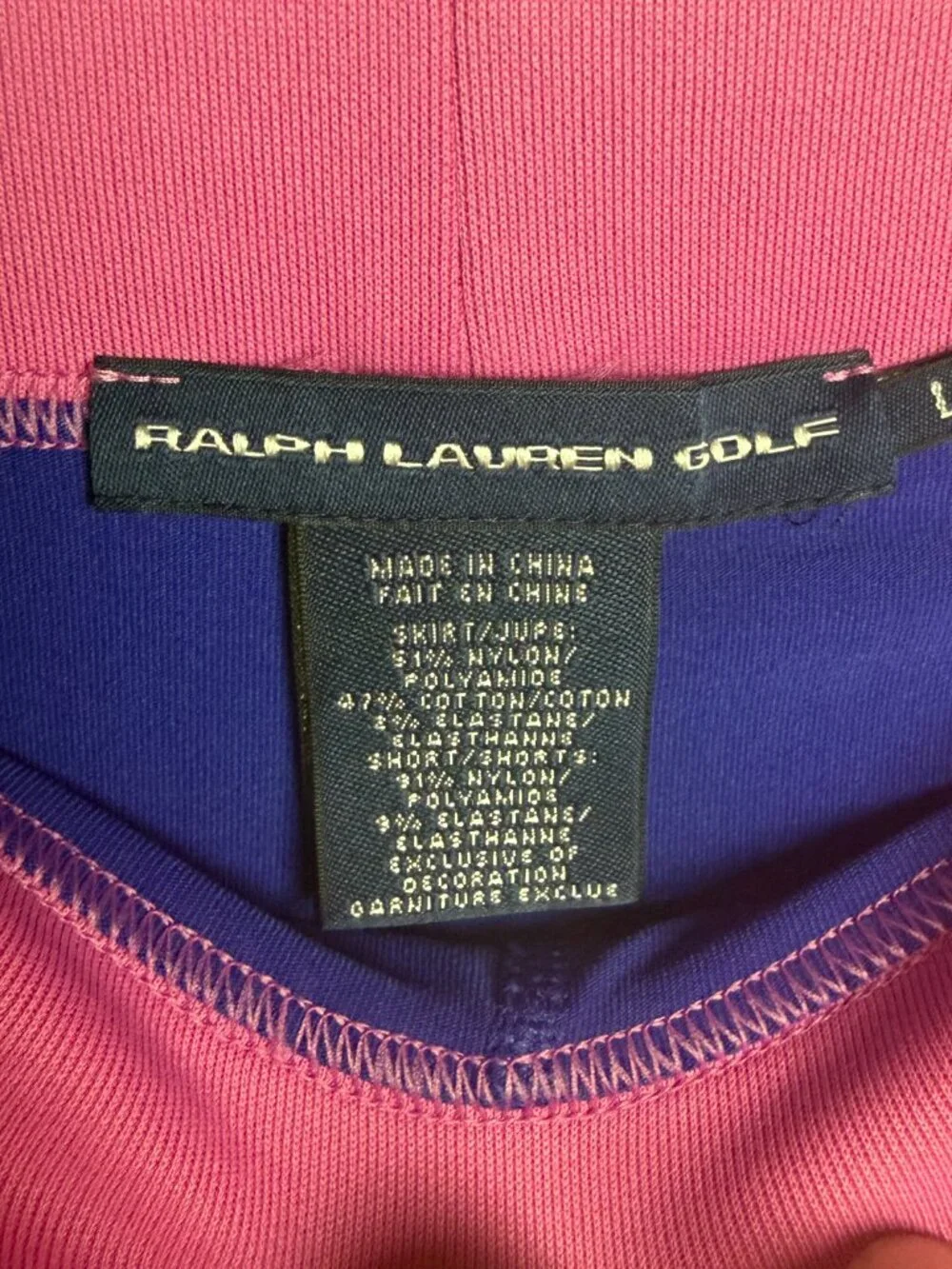 Ralph Lauren Golf Size L Skort Pink Navy Stripe Tennis Skirt Preppy Pull On Gym